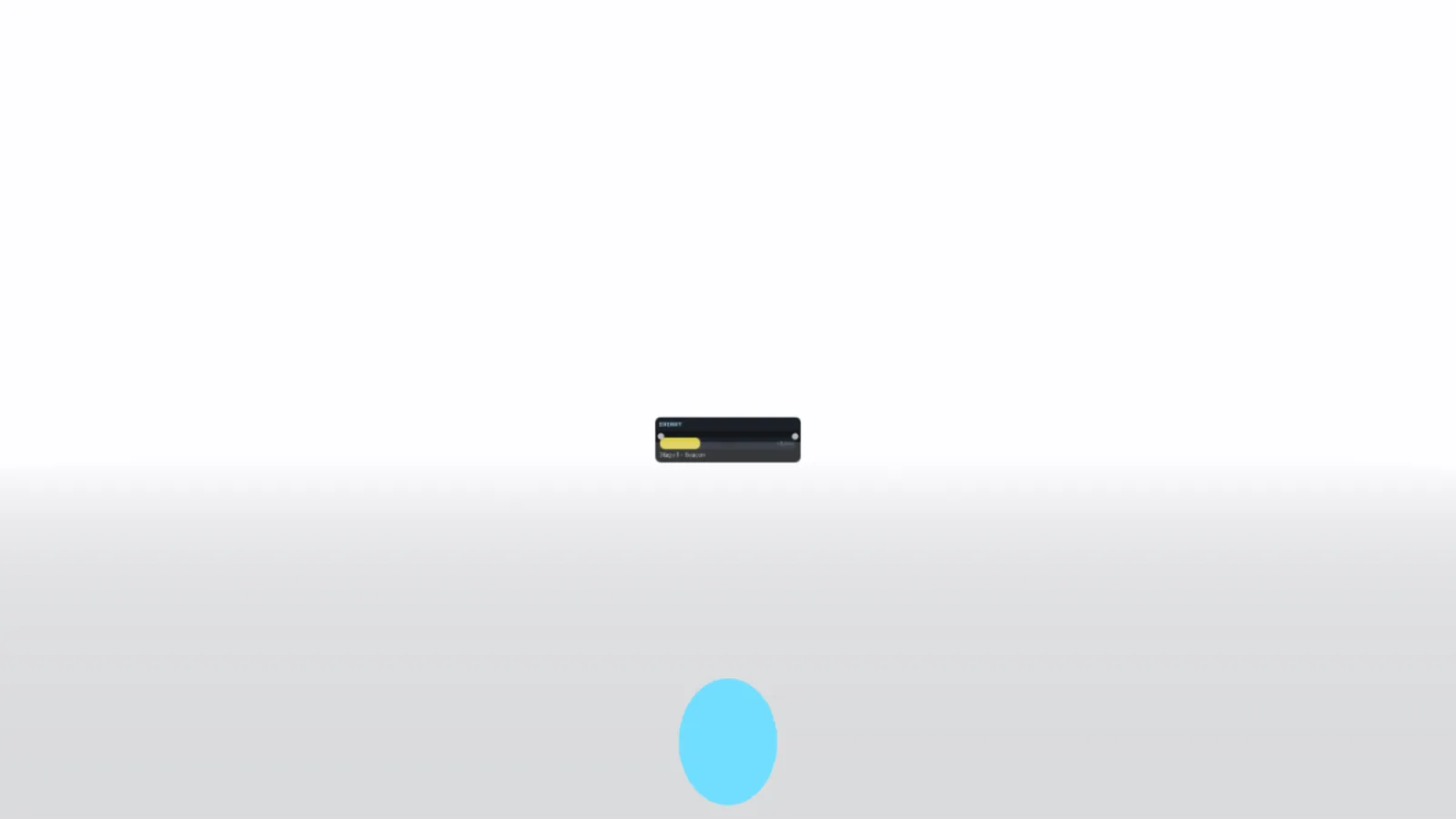 A white void with a floating panel and a single blue beacon
